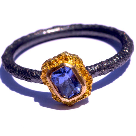 Deep blue sapphire sand dune ring