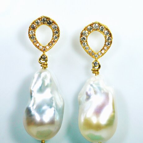 Infinity Diamond and Pearl Earrings