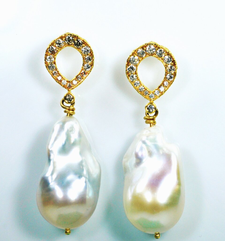 Diamond Infinity Pearl Earrings