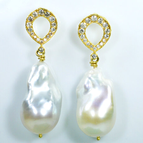 Diamond Infinity pearl earrings -Classic earrings
