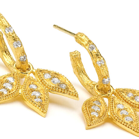22k Leaves Diamond Earrings