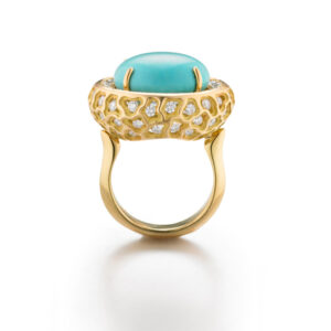 Gold and Diamond Turquoise Ring