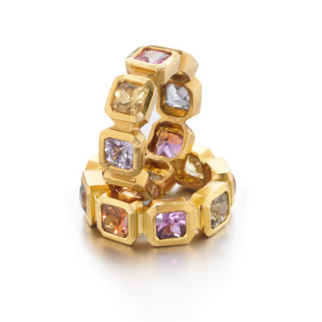 18k gold multicolor sapphire ring