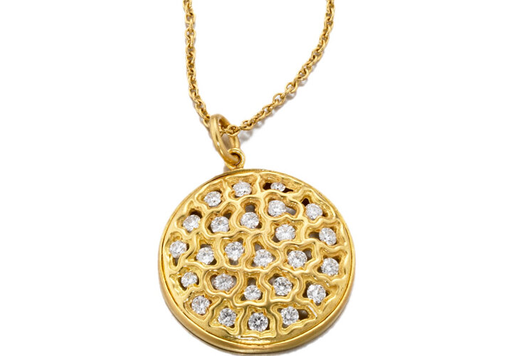 Classic Style Jewelry 18k Anemone Gold Diamond Necklace
