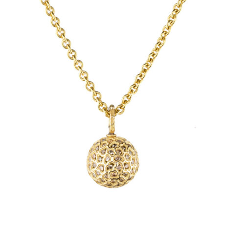 Domed Gold and Diamond Necklace