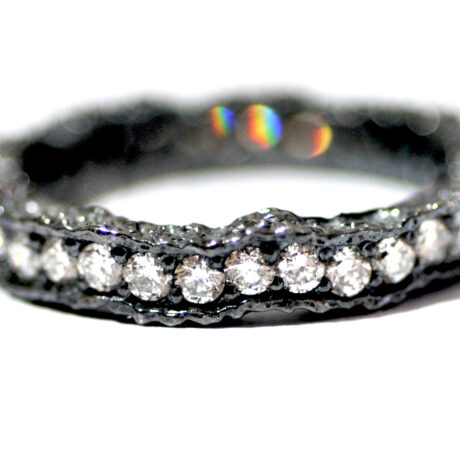 Black silver diamond ring