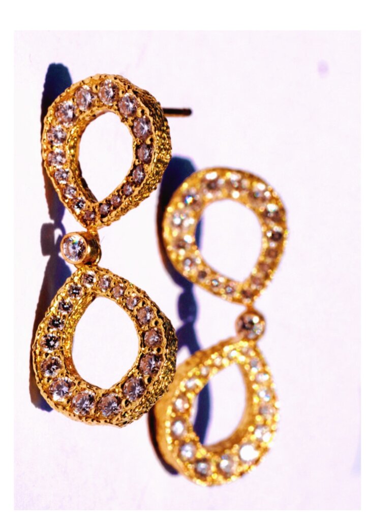 Double infinity diamond earrings -dangle earrings