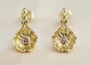 Childhood cancer jewelry Gold flower earrings gold flower jewelry