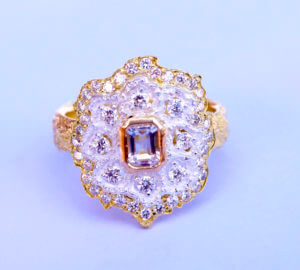 Classic style jewelry Gold and Diamond Cocktail Ring