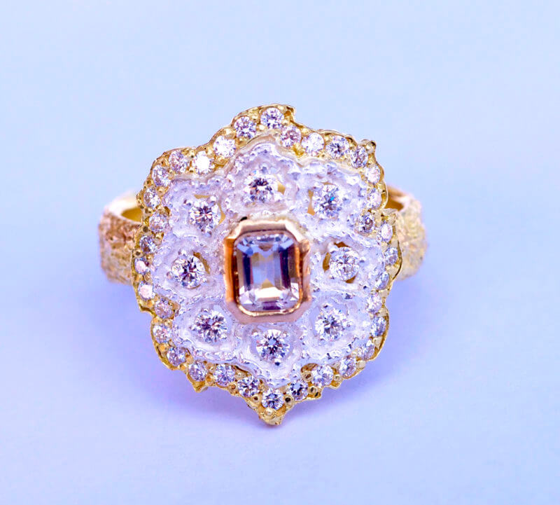 Classic style jewelry Gold and Diamond Cocktail Ring