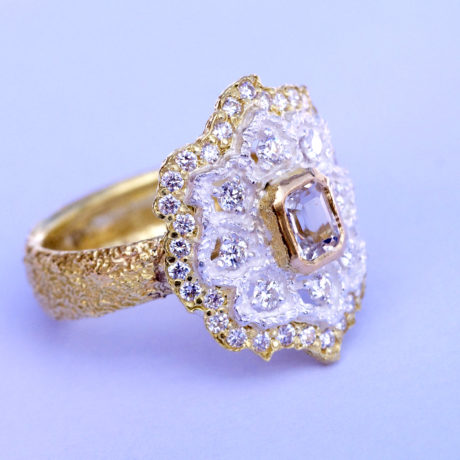 Enchanting Gold and Diamond Cocktail Ring