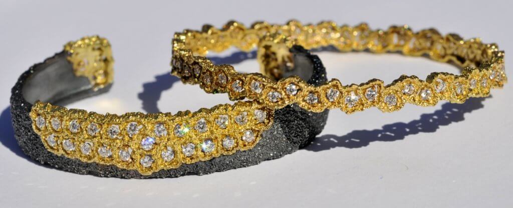 Nature inspired jewelry - Anemone Earth diamond cuff and bangle