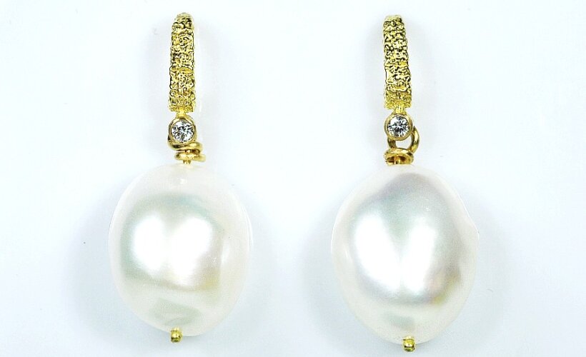 pearl diamond drop earrings